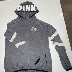 Gray PINK Zip-Up Hoodie